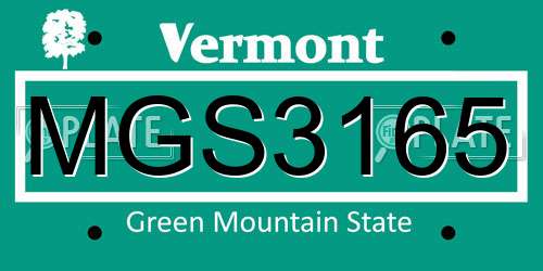MGS3165 Vermont License Plate