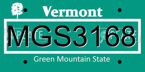MGS3168 Vermont License Plate