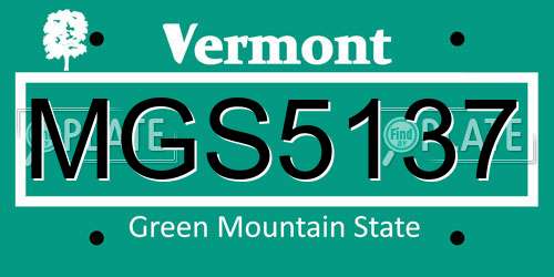 MGS5137 Vermont License Plate