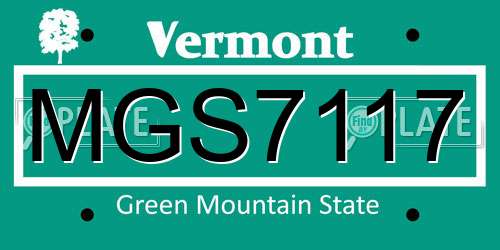 MGS7117 Vermont License Plate