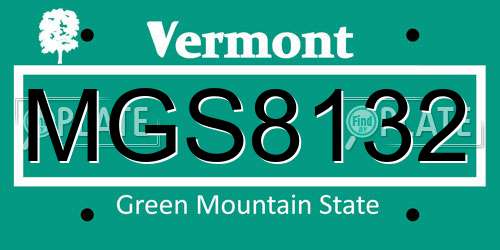 MGS8132 Vermont License Plate