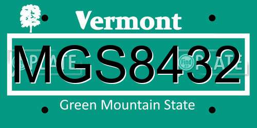 MGS8432 Vermont License Plate