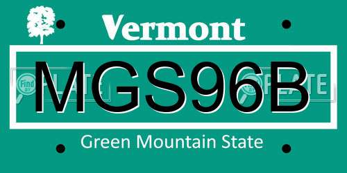 MGS96B Vermont License Plate