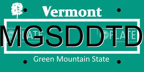 MGSDDTD Vermont License Plate