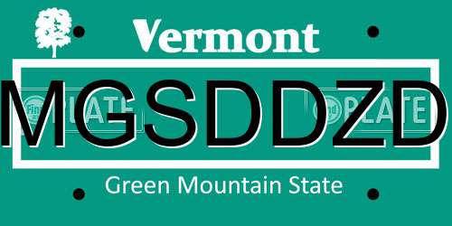 MGSDDZD Vermont License Plate