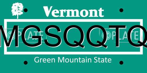 MGSQQTQ Vermont License Plate