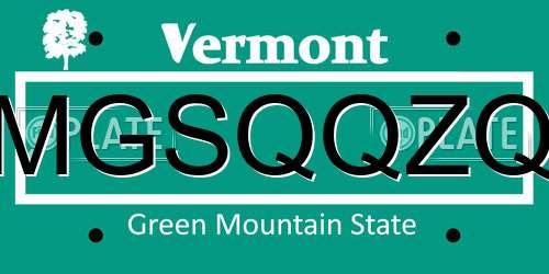 MGSQQZQ Vermont License Plate