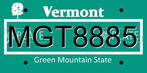 MGT8885 Vermont License Plate