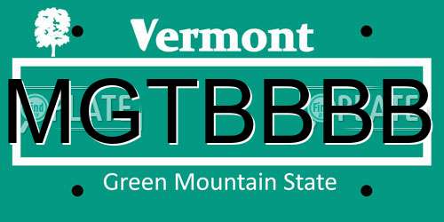 MGTBBBB Vermont License Plate