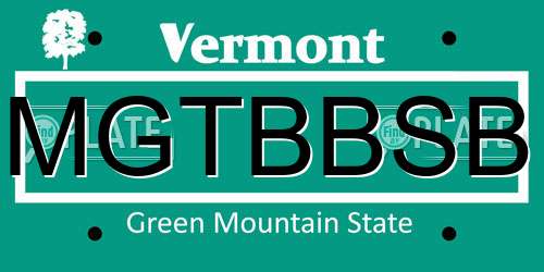 MGTBBSB Vermont License Plate