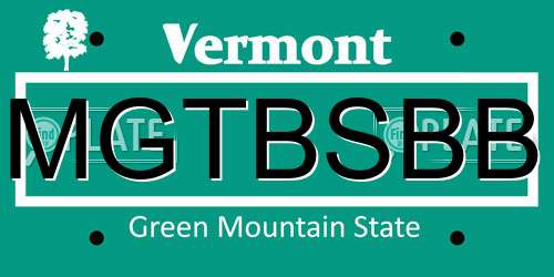 MGTBSBB Vermont License Plate