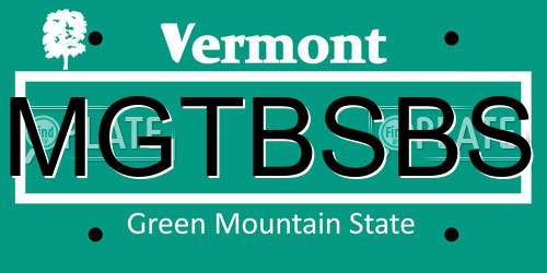 MGTBSBS Vermont License Plate