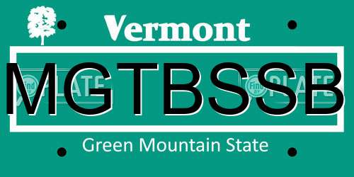 MGTBSSB Vermont License Plate