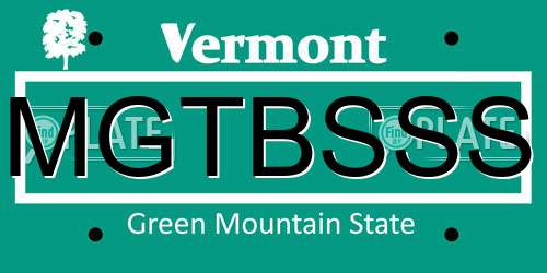 MGTBSSS Vermont License Plate