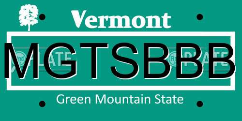 MGTSBBB Vermont License Plate