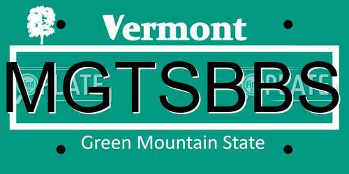 MGTSBBS Vermont License Plate