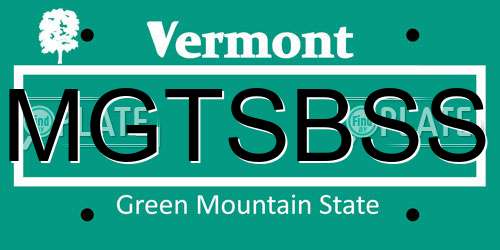 MGTSBSS Vermont License Plate