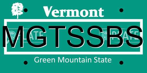 MGTSSBS Vermont License Plate