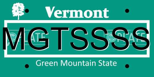 MGTSSSS Vermont License Plate