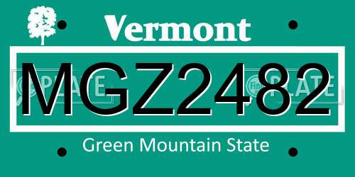 MGZ2482 Vermont License Plate