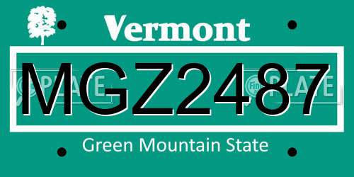 MGZ2487 Vermont License Plate