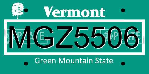 MGZ5506 Vermont License Plate