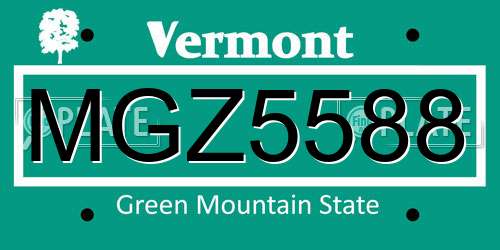 MGZ5588 Vermont License Plate