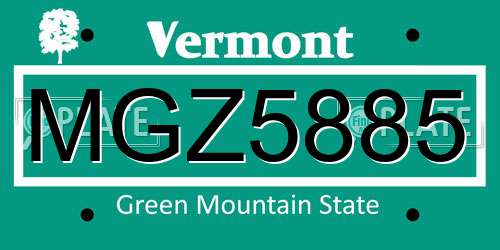 MGZ5885 Vermont License Plate