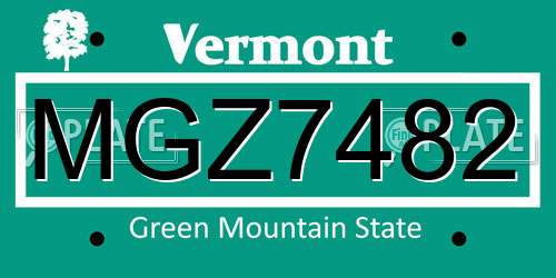 MGZ7482 Vermont License Plate
