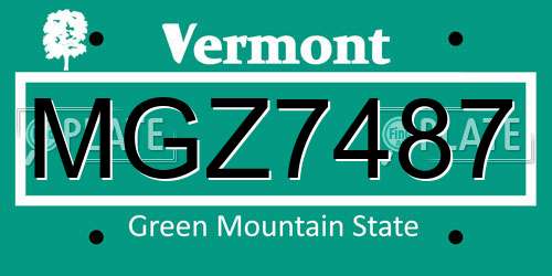 MGZ7487 Vermont License Plate