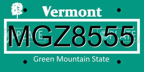 MGZ8555 Vermont License Plate