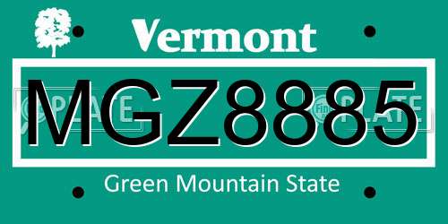 MGZ8885 Vermont License Plate