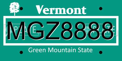 MGZ8888 Vermont License Plate