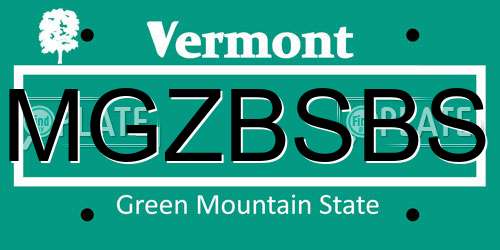 MGZBSBS Vermont License Plate