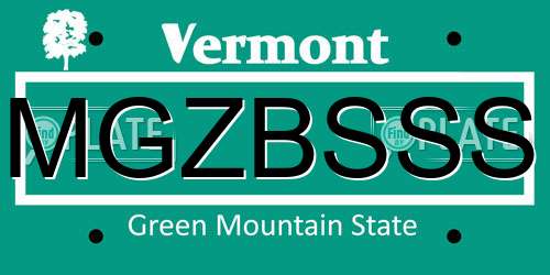 MGZBSSS Vermont License Plate