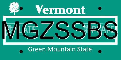 MGZSSBS Vermont License Plate