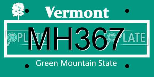 MH367 Vermont License Plate