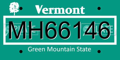 MH66146 Vermont License Plate