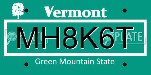 MH8K6T Vermont License Plate