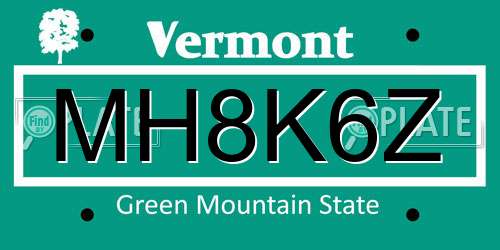 MH8K6Z Vermont License Plate