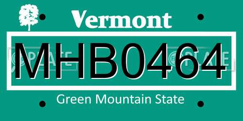 MHB0464 Vermont License Plate
