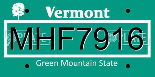 MHF7916 Vermont License Plate