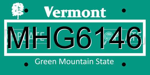 MHG6146 Vermont License Plate