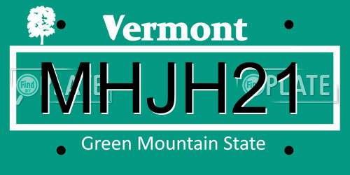 MHJH21 Vermont License Plate