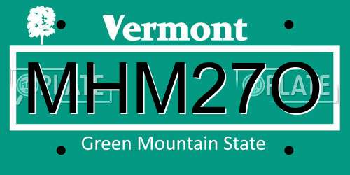 MHM27O Vermont License Plate