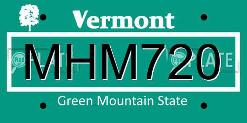 MHM720 Vermont License Plate