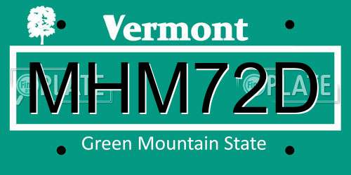 MHM72D Vermont License Plate