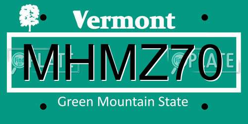 MHMZ70 Vermont License Plate