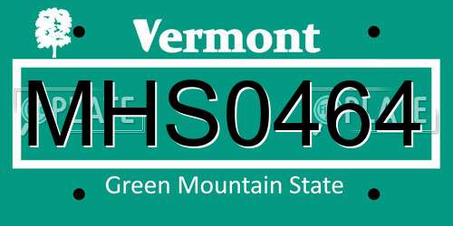 MHS0464 Vermont License Plate