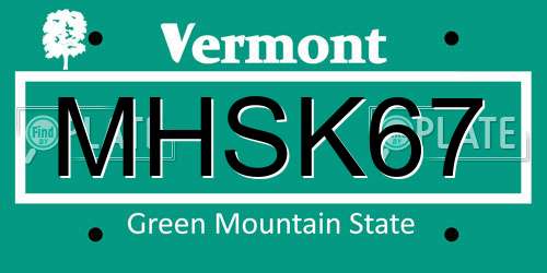MHSK67 Vermont License Plate